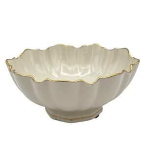 Lenox Symphony Candy Bon Bon Dish Bowl 6" Footed Scalloped‎ Fluted Gold Trim USA